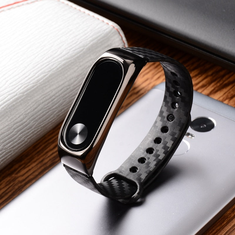 Ollivan Silicone Carbon Fiber Strap for Xiaomi Mi Band 2 Wristband Smart Accessories For Mi Band 2 Bracelet Miband 2 Wrist Strap