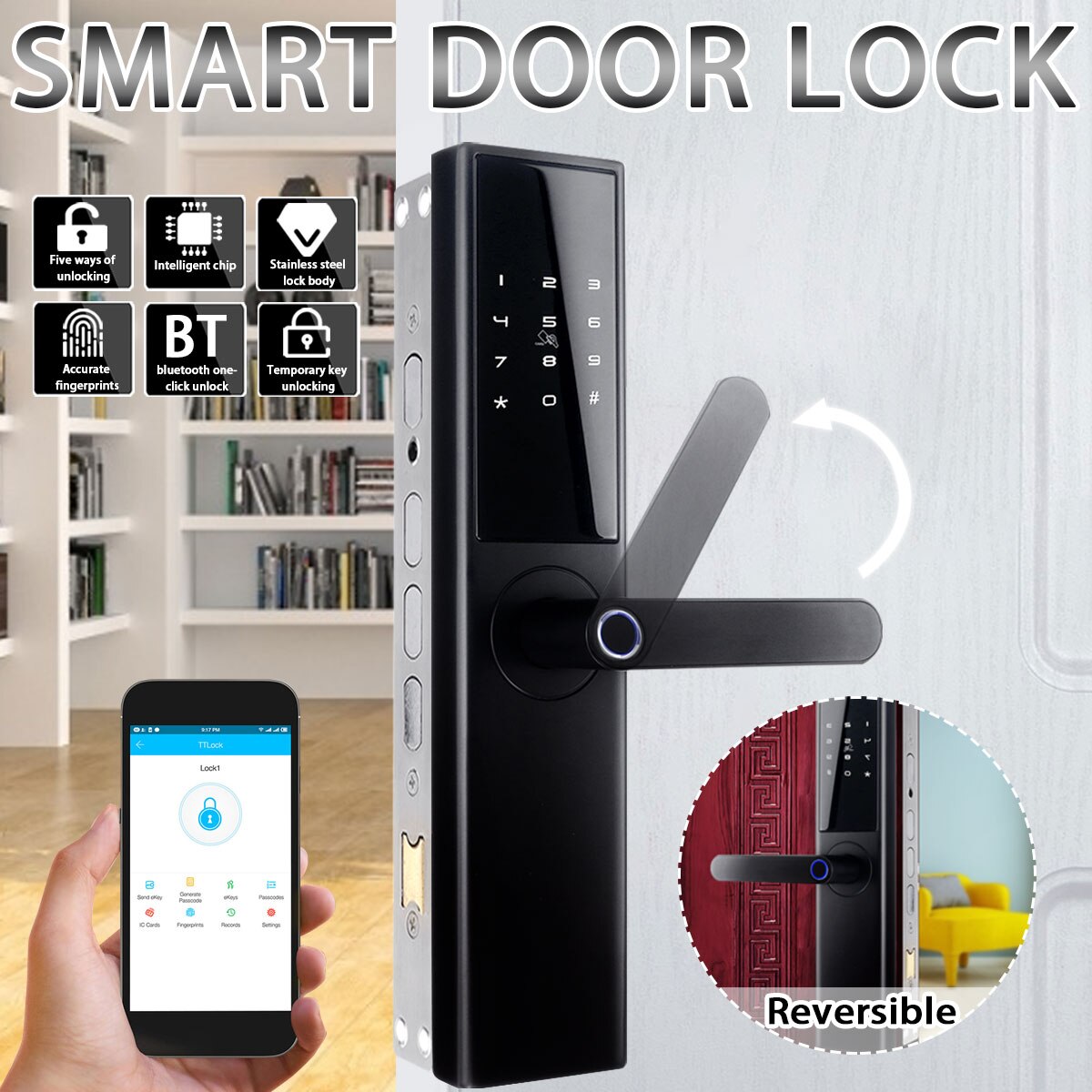 Smart Electronic Lock Fingerprint Door Lock Security Intelligent Lock Wifi Door Lock With bluetooth Password APP Unlock 5 Ways