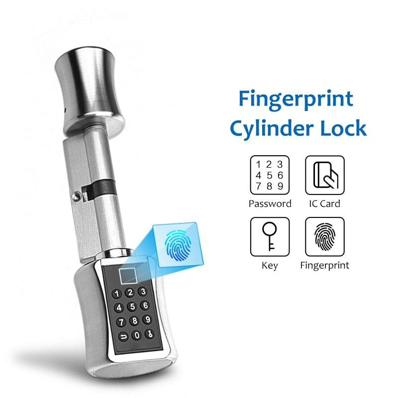 Fingerprint Smart Cylinder Lock  European Style Electronic Door Lock  Digital Keypad Code RFID Keyless Lock For Home Apartment