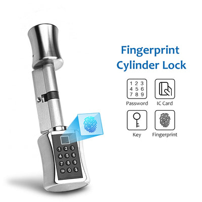 Fingerprint Smart Cylinder Lock  European Style Electronic Door Lock  Digital Keypad Code RFID Keyless Lock For Home Apartment