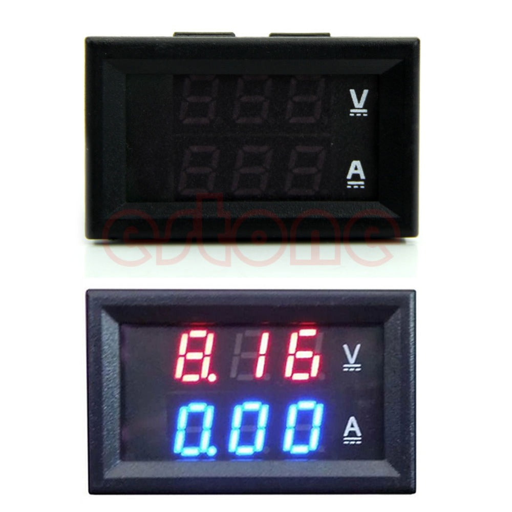 New LED Amp Dual Digital Volt Meter Gauge DC 100V 10A Voltmeter Ammeter Blue + Red Consumer Electronics Drop Ship